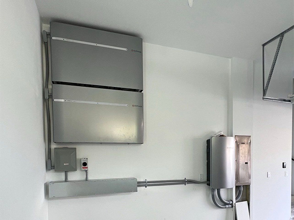 Solar battery installed on a wall