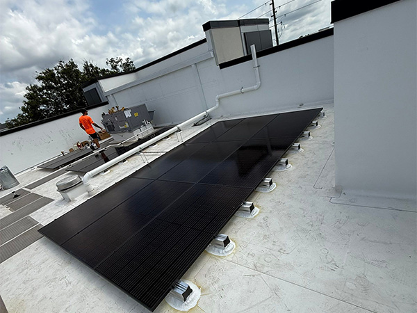 Close up of a commercial solar panel